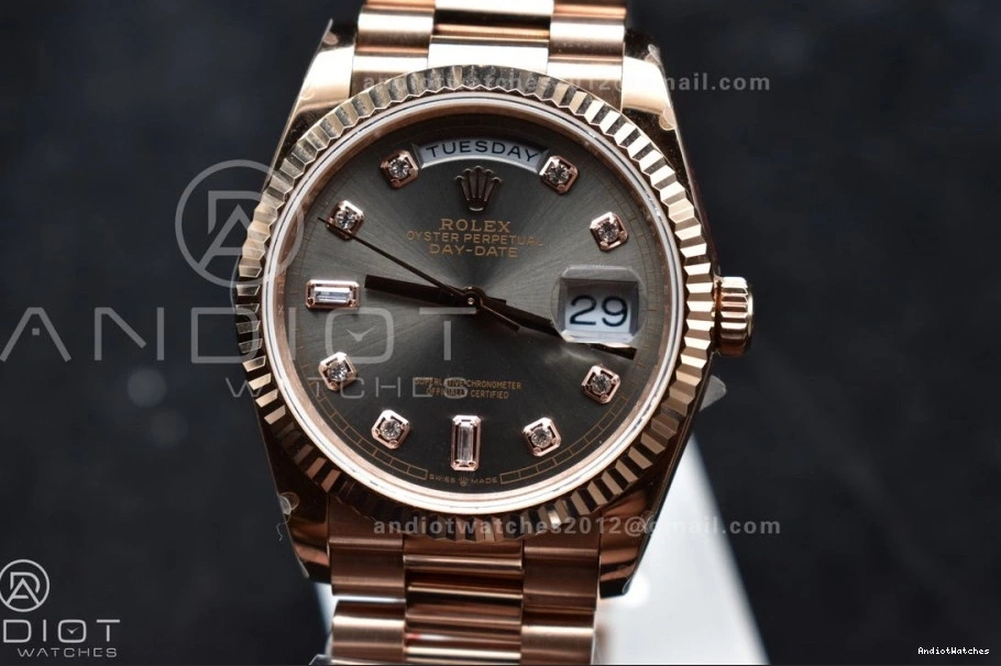 QF Steel 904L Square vr3255 RG Grey Weight) with Original President 671 (Gain Best Diamond 36 on DayDate Edition Dial V5 Bracelet 0223